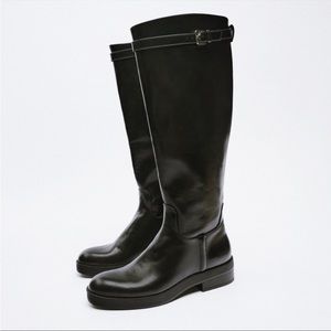 Zara women's black long riding boots